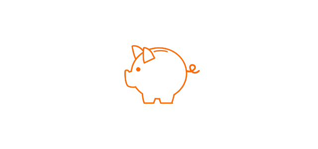 Icon of a piggy bank. Description: Represents savings.